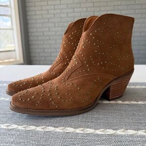 Dingo Denim N Diamonds Studded Zippered Cowboy Booties Size 9